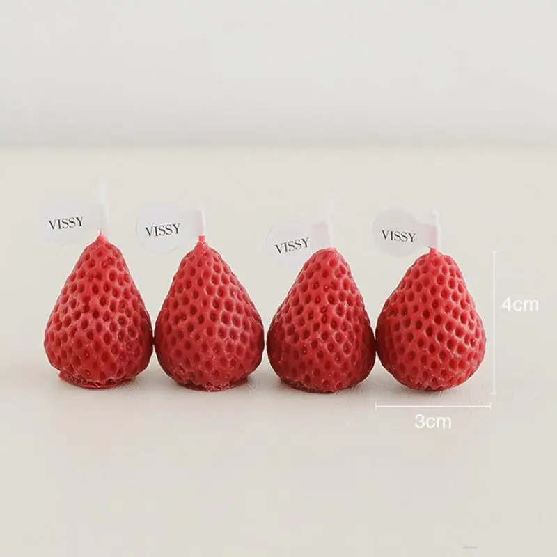 1PC/4PC Декоративные ароматические свечи "Клубника" DIY из соевого воска с запахом на день рождения, свадьбу в подарочном наборе в стиле INS Wind.