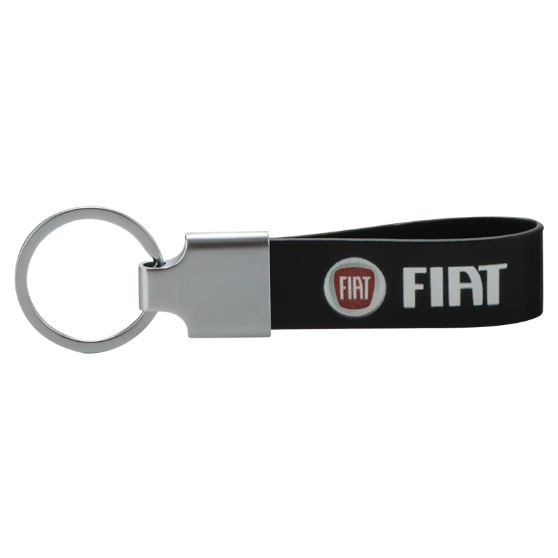 

3D Metal leather Car Styling Emblem Keychain Key Chain Rings For Fiat Viaggio Abarth Punto 124 125 500 Abarth Panda Bravo