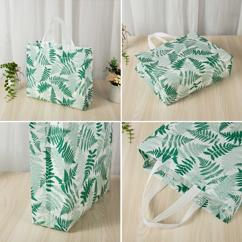 

Сумка для покупок из нетканого материала с принтом зеленых листьев