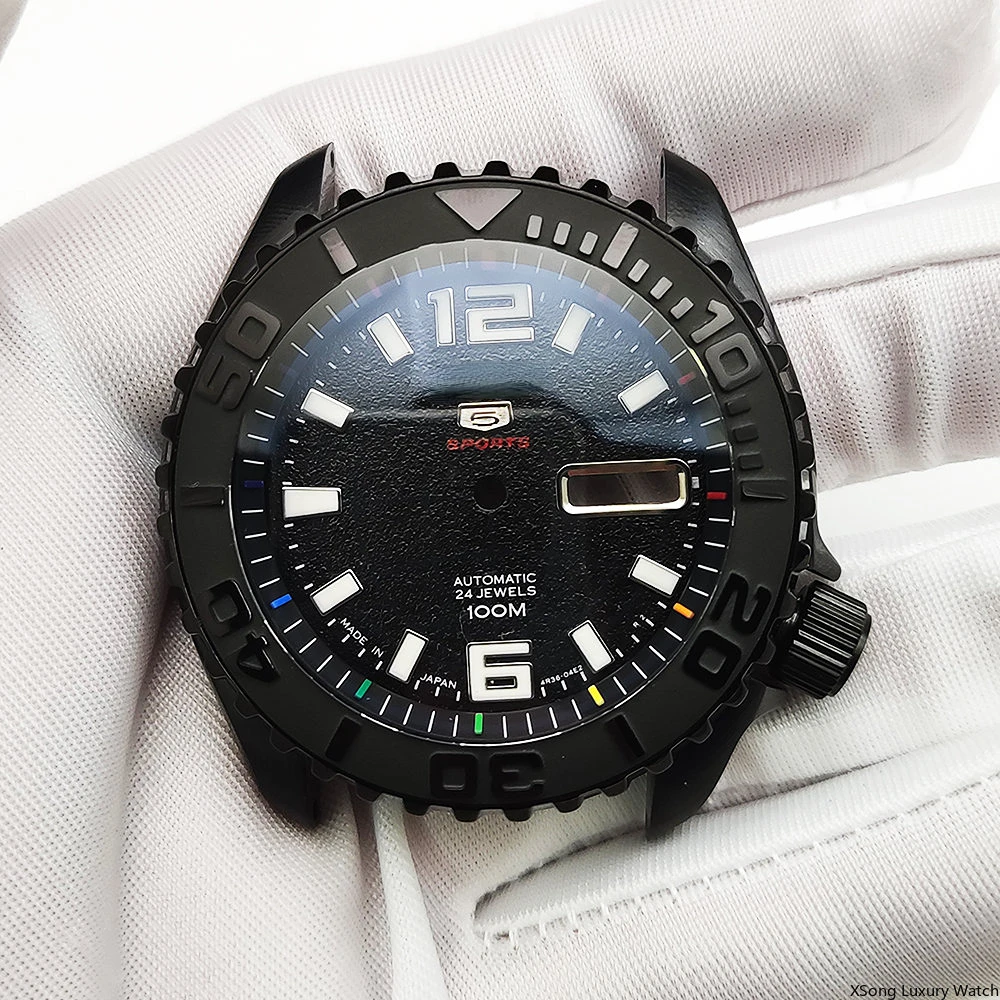 42mm Watch Case SKX007 Mechanical Stainless Steel Cases Ceramic Sapphire Glass Fit nh35a nh36a 4R Movement Waterproof Watch Case