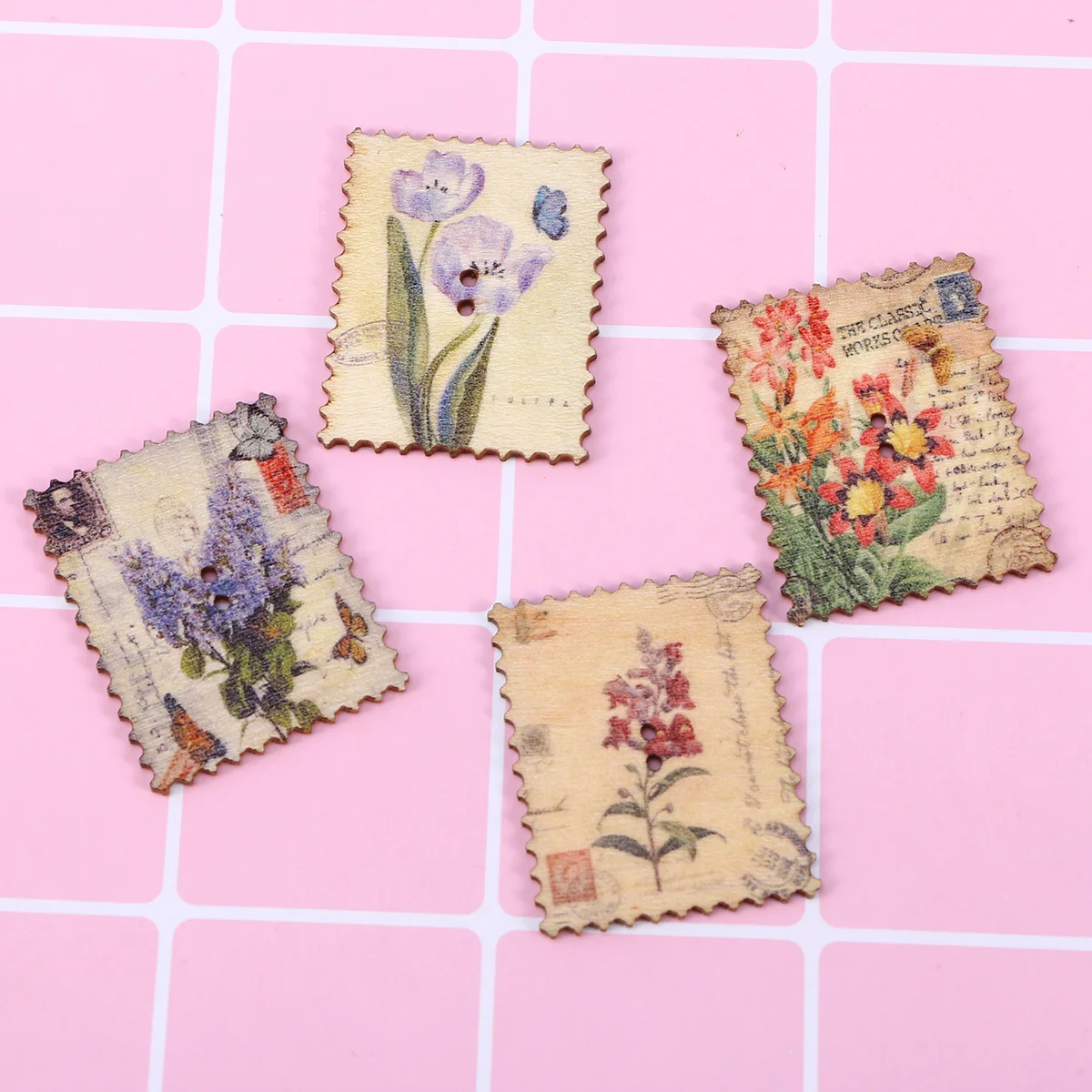 

Buttons Button Wooden Wood Sewing Diy Stamp Vintage Decorative Shaped Craft Knitting Cartoon Hole Pattern Flower Crafts Baby