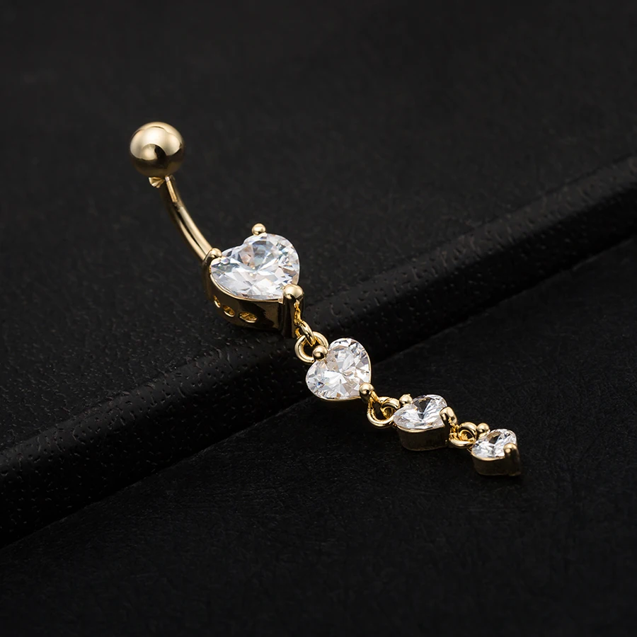 KUNIU 1 шт. модное циркониевое кольцо для живота в форме сердца женское ювелирное