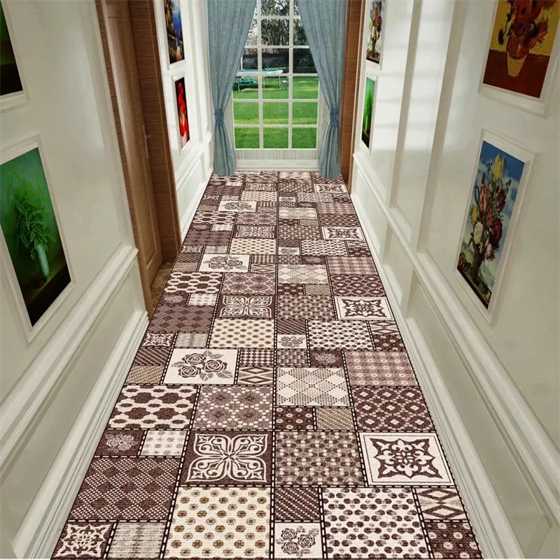 

European style Luxury Corridor Long Carpets Hotel Stairs Aisle Rug Hallway Runner Anti-Slip Mats Wedding Stair Decor Floor Rugs
