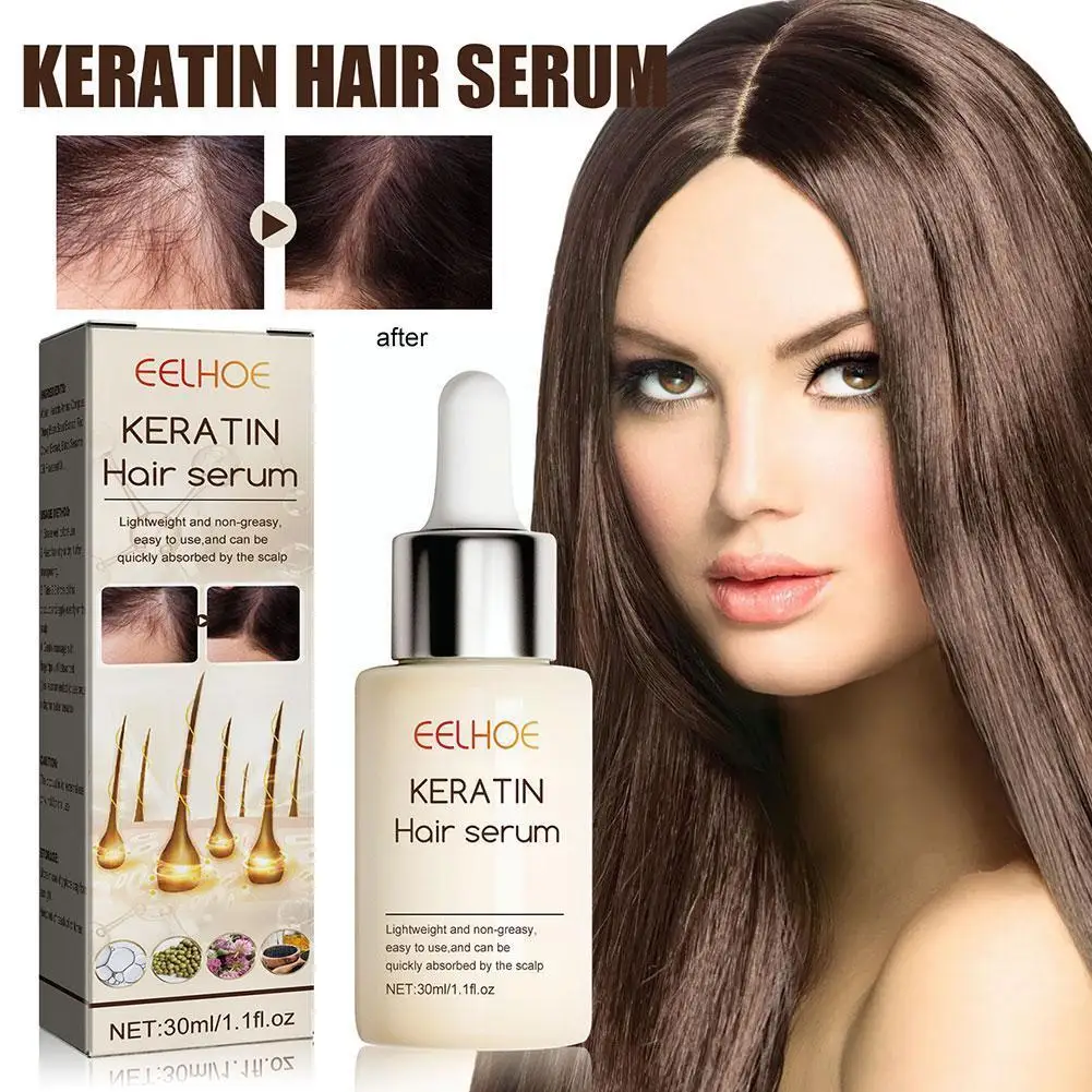 

30ml Keratin Hair Thickening Serum Anti Preventing Scalp Oil Serum For Hair Straightener Repair Damage Treatmen B1R4
