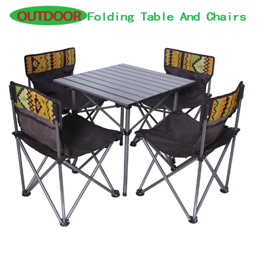 

New Outdoor Leisure Folding Five-piece Beach Chair Convenient Camping Folding Table And Chair Set