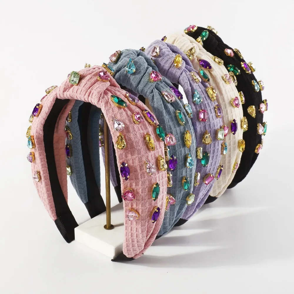 

Fabric Art Hairpin Headbands Full Of Diamond Pleated Headband Hair Accessories