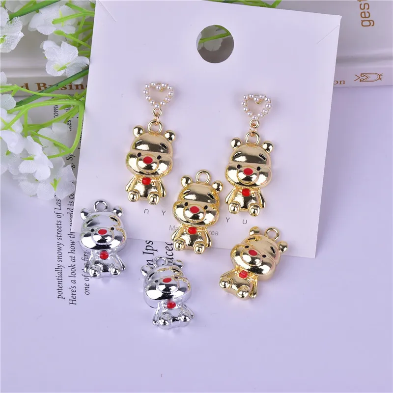 Металлические подвески в виде медведя 10 цветов 17 х30 мм