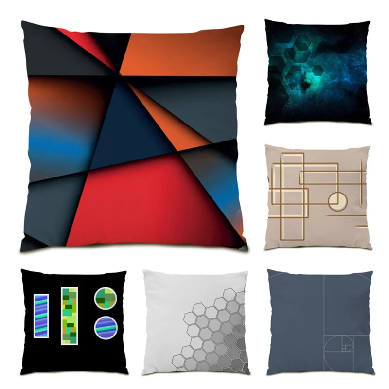 

Black Pattern Decorative Cushion Covers Polyester Linen Home Decoration Soft Velvet Modern Abstract Geometry Pillowcases E0631