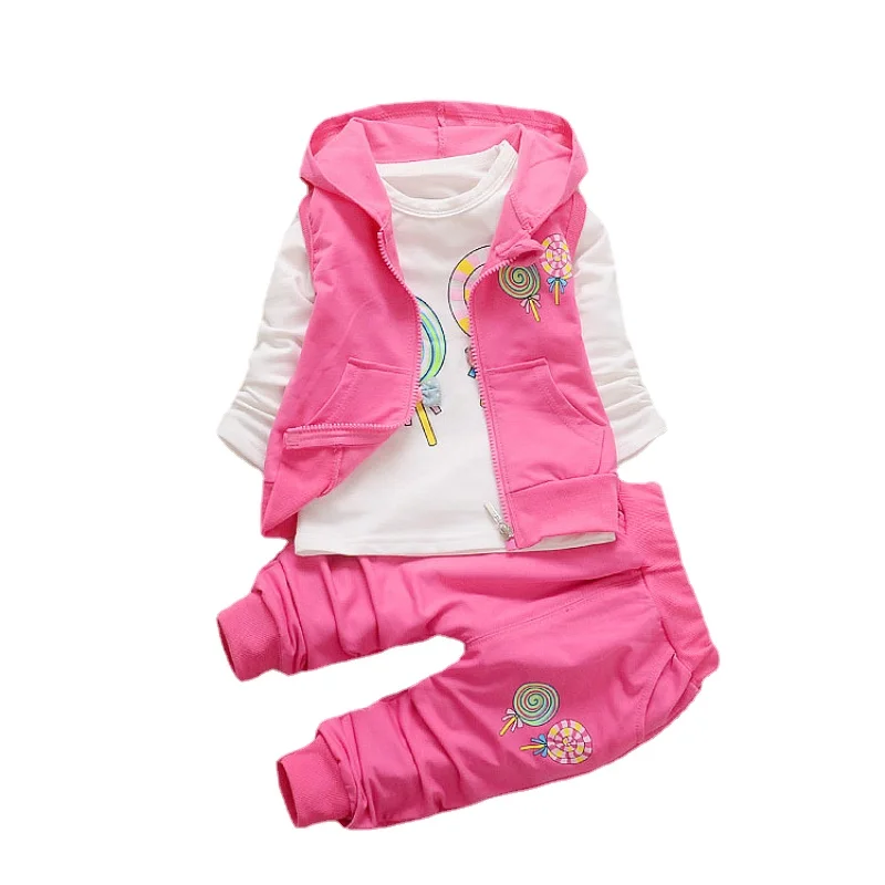 

Baby Cute New 2022 Sport Coat Sets Girl Zipper Shirt and Jacket and Pants 3 Piece Set Candy Colors