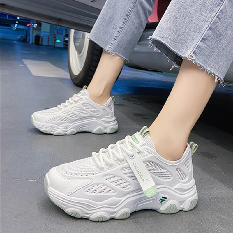 

Women Shoes Spring White New Breathable Sports Mesh Versatile Summer Walking Shoes Woman No-slip Ladies Sneakers Casual Loafers