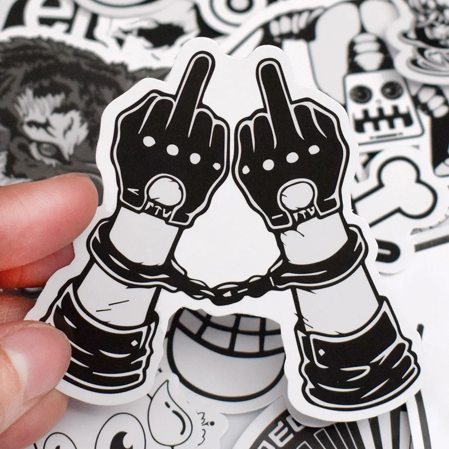 50 шт. черно-белая наклейка граффити крутая рок аниме сделай сам s для стайлинга