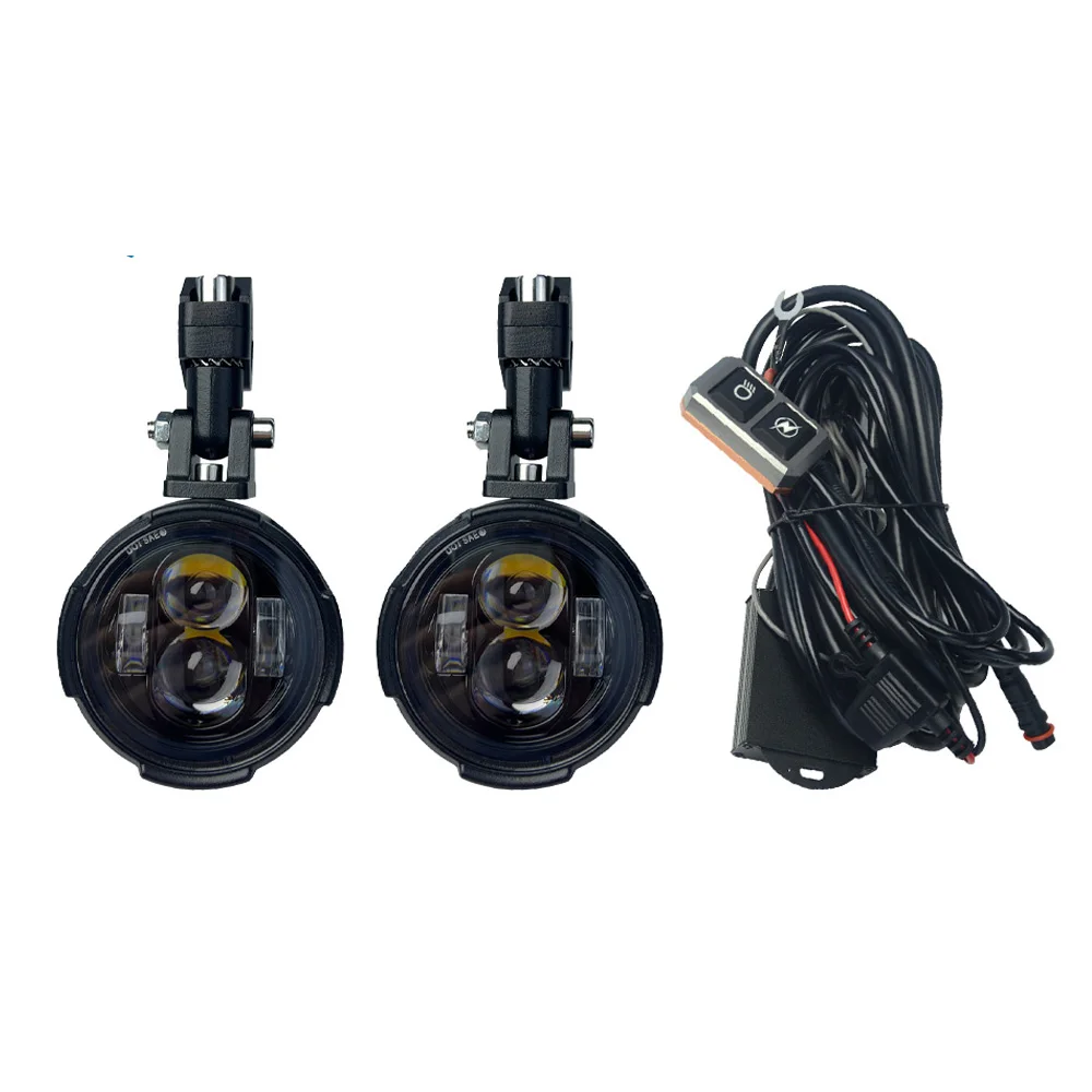 Пара 100 Вт мотоциклетных фар Противотуманные фары Светодиодные вспомогательные фары дальнего света Прожектор Двухцветная мигалка Farol Moto Противотуманная фара.