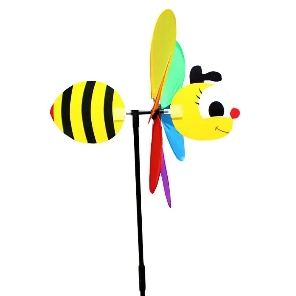 

1PCS Six Colors Three-dimensional Windmill Cartoon Children 3D Animal Bees Windmill Wind Spinner Whirligig Yard Garden Decor