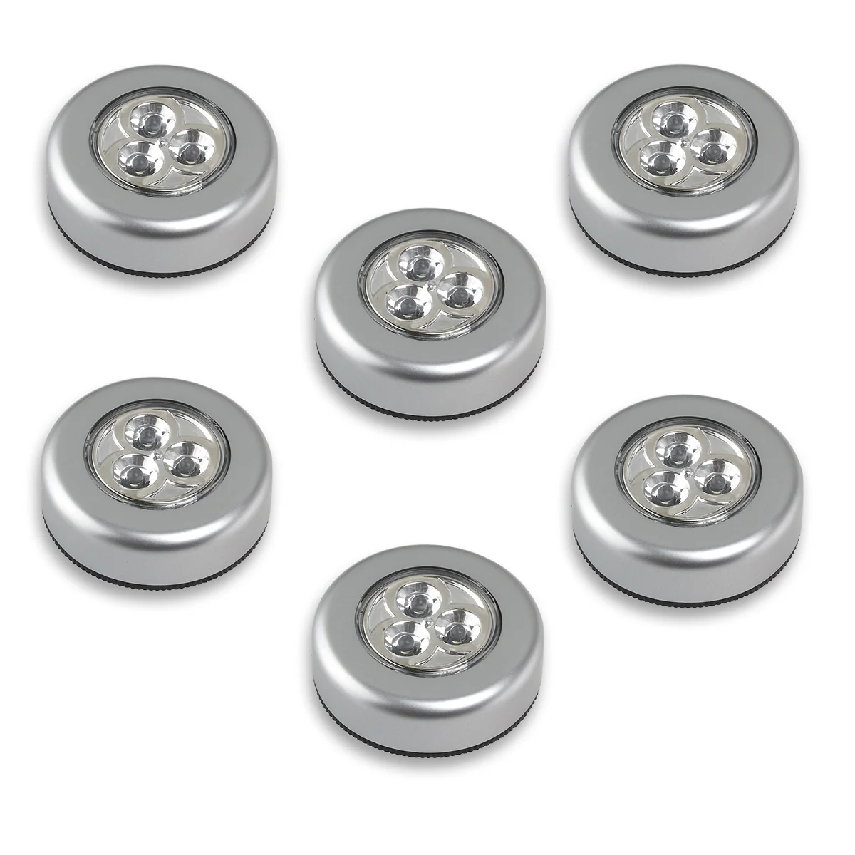

TINKSKY 6pcs Powered Click 3-LED Push Light Lamp (White Light)