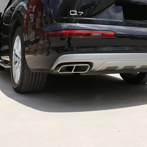 Для Audi Q7 4M 2016-2019 гг., черная нержавеющая сталь, задняя выхлопная труба автомобиля, крышка глушителя, украшение, внешние аксессуары автомобиля