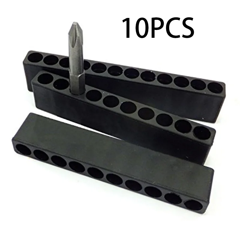 

10Pcs Bit Holder 10 Hole 1/4 Hex Shank Screwdriver Plastic Screwdriver Storage Parafusadeira Hand Tools Ferramentas Manuais