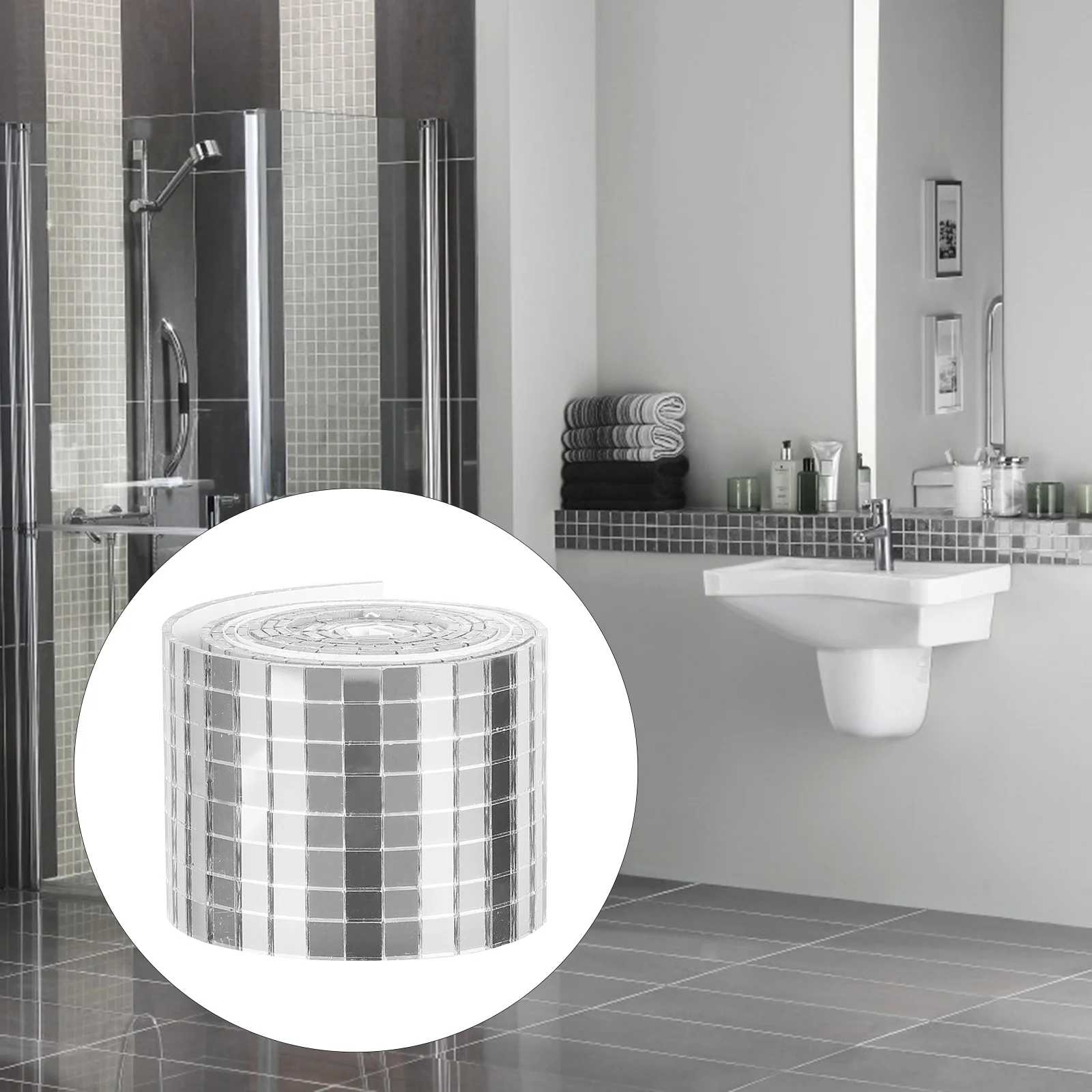 

Mosaic Mirror Tiles Wall Tile Adhesive Stickerstickers Self Square Bathroom Mirrors Mini Decalcrafts Stick Decorative Silver