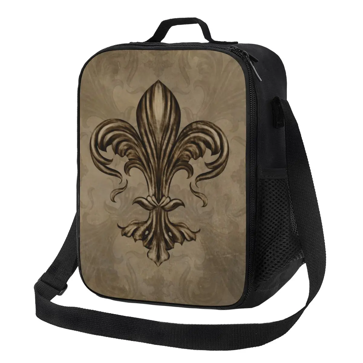 

Vintage Fleur De Lis Lily Flower Resuable Lunch Box Women Leakproof Thermal Cooler Food Insulated Lunch Bag Office Work