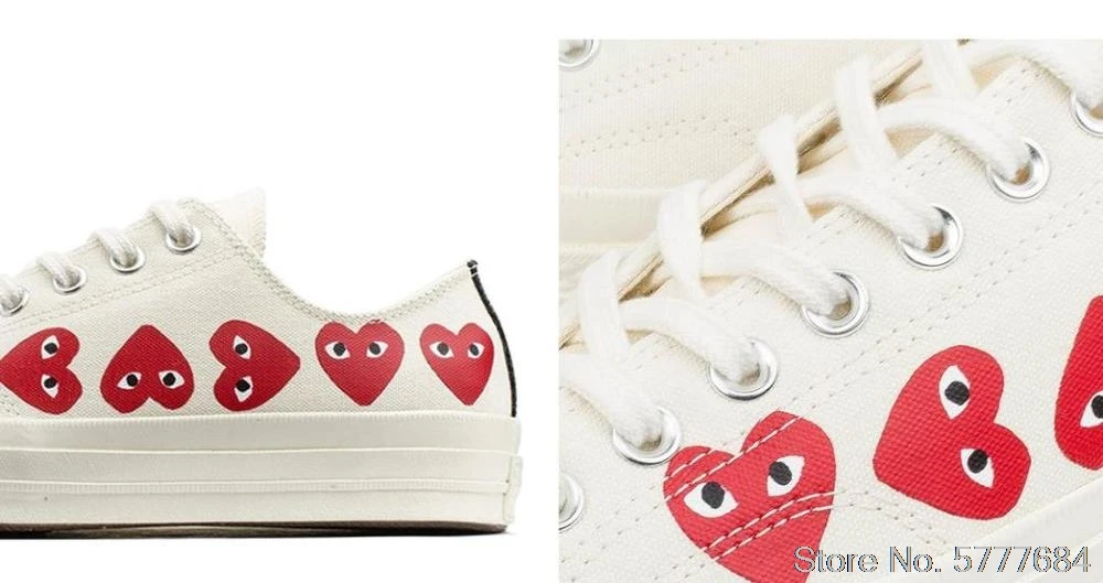 Original men and women Converse White CDG Low classic Couple Skateboarding sneakers light leisure flat canvas Shoes  1970s 