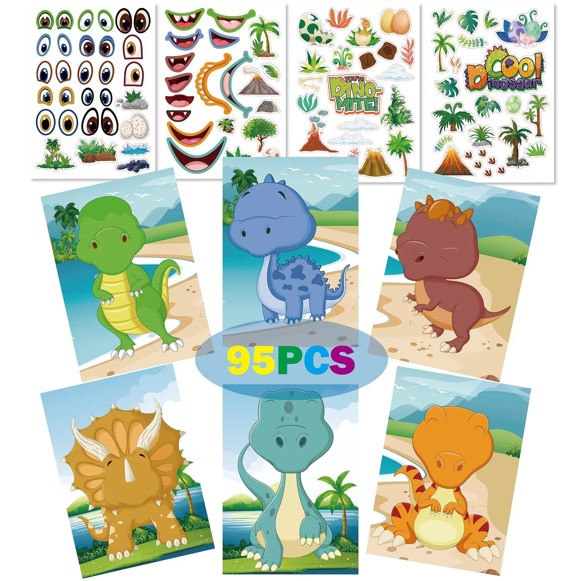 

DIY Puzzle Sticker Funny Dinosaur Make A Face Assemble Jigsaw Stickers Party Favor Kids Early Educational Toy Children Gift