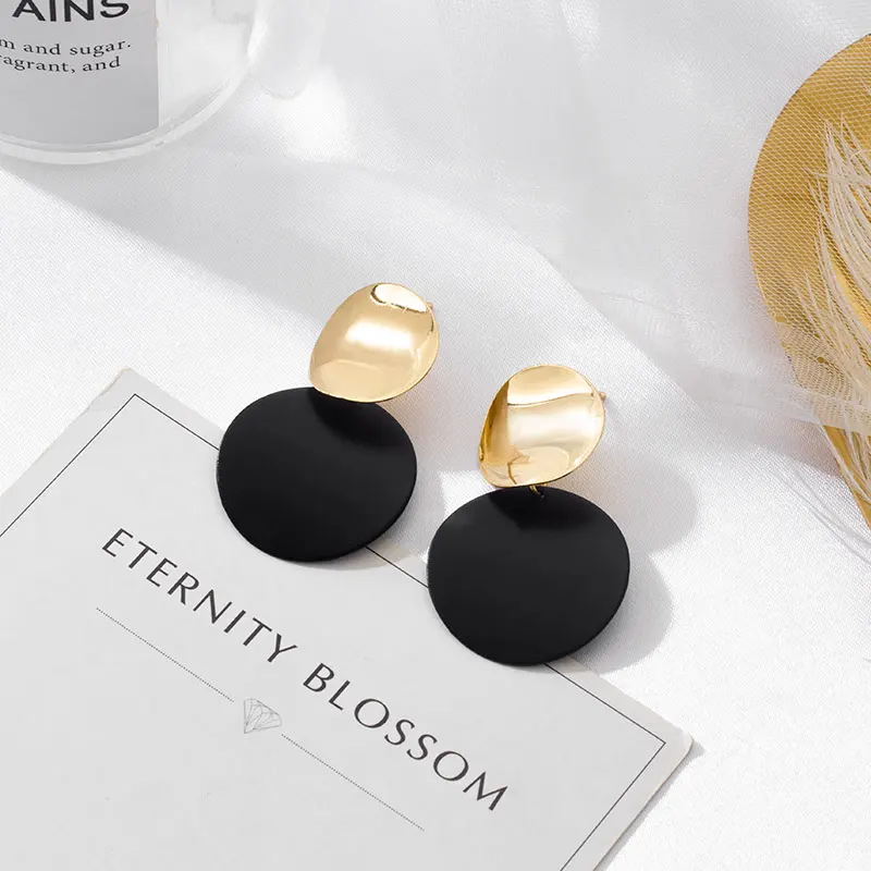 POXAM New Korean Statement Earrings for women Black Cute Arcylic Geometric Drop Small Female Earrings Brincos 2022 Trend Jewelry