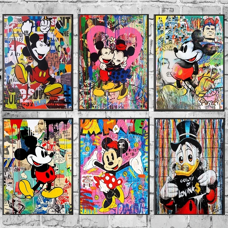 

Home Decor Disney Canvas Print Minnie Poster Donald Duck Painting Modern Wall Mickey Mouse Art HD Pictures Living Room No Frame