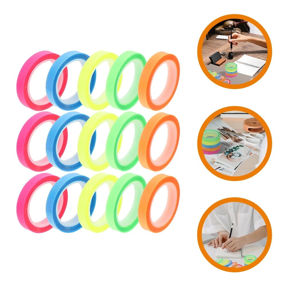 

15 Rolls Waterproof Index Sticker Highlight Strips Books Highlighter Labels Page Markers Tabs Sticky neon