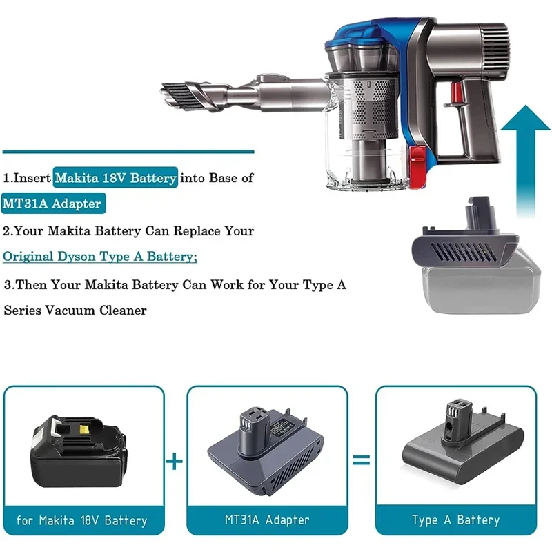 Фото Адаптер для пылесоса Dyson DC31, литиевая батарея типа A 18 в для пылесосов DC31, DC34, DC44, DC45, преобразователь инструментов №2