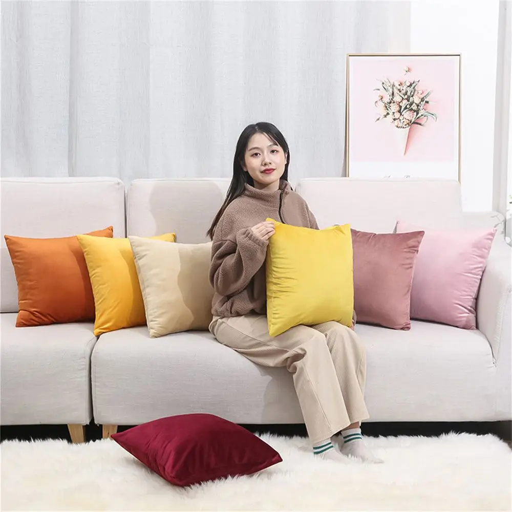 

1 шт. бархатные простые подушки, квадратные простые наволочки для подушек, современные модные домашние украшения для дивана