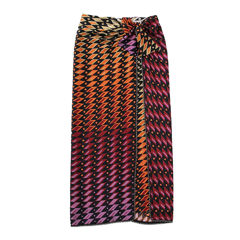2022 New Women Clothing Casual Long Skirts Elegant Beading High Waist Simple Elastic Skirts Street Style