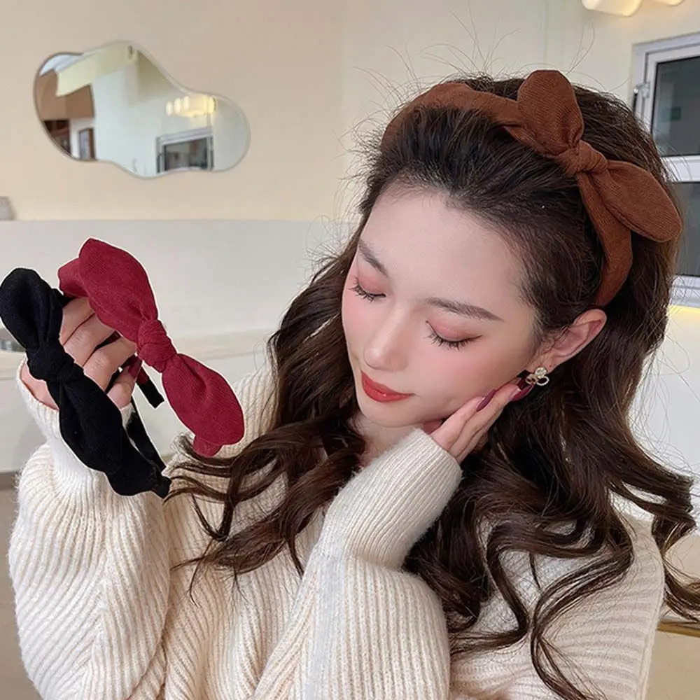 Refreshing Wine Red Head Hoop Korean Headbands Bow Hair Hoop Bow Hair Band