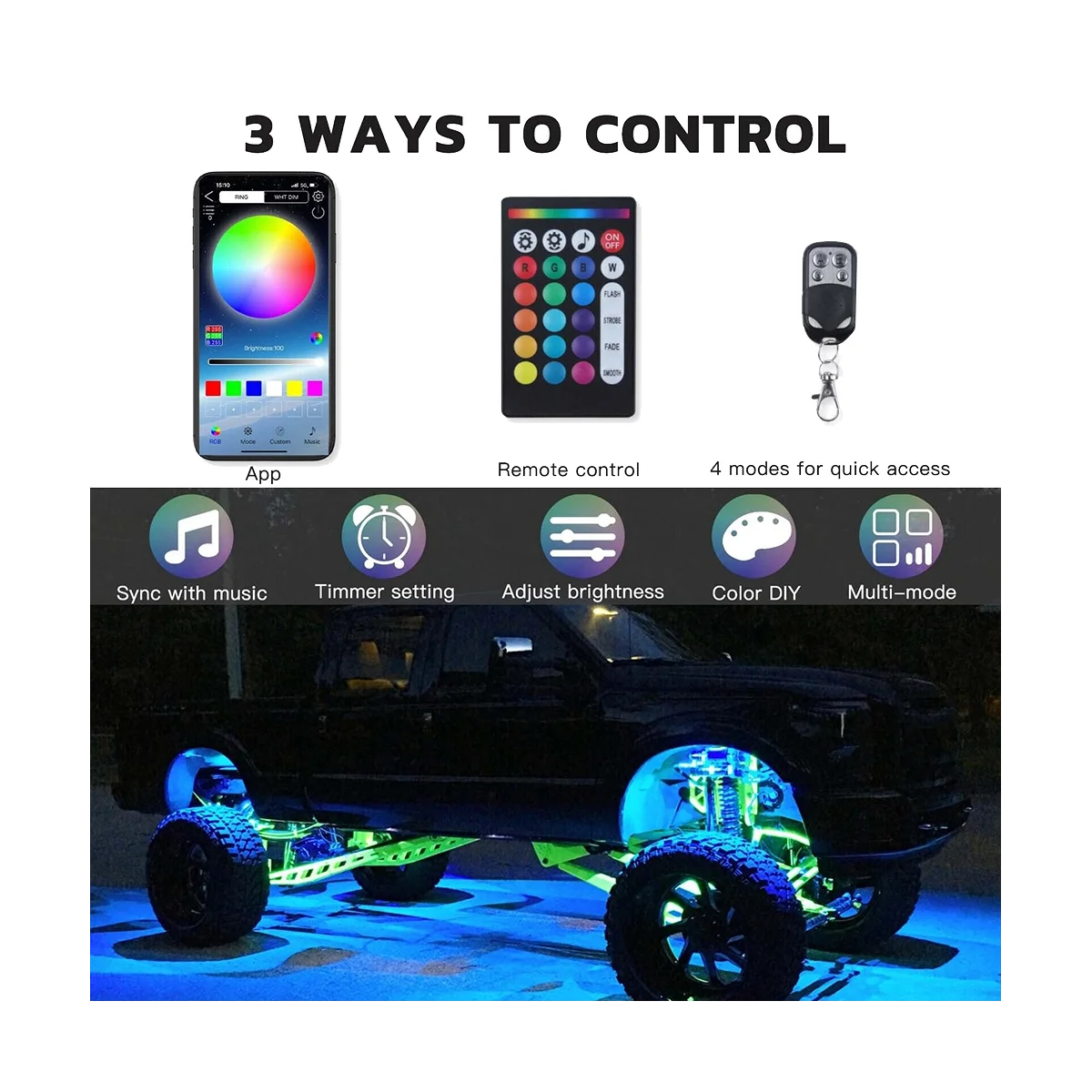 15 светодиодный Красочные огни Автомобильные один буксир десять фонарей Под