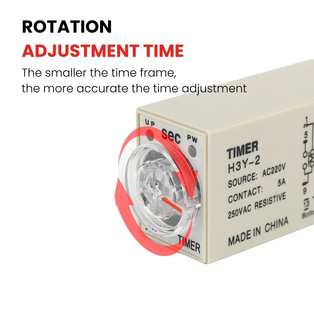 AC220V DC12V H3Y-2 Таймер задержки Реле времени 0-60S Второе и базовое гнездо DPDT