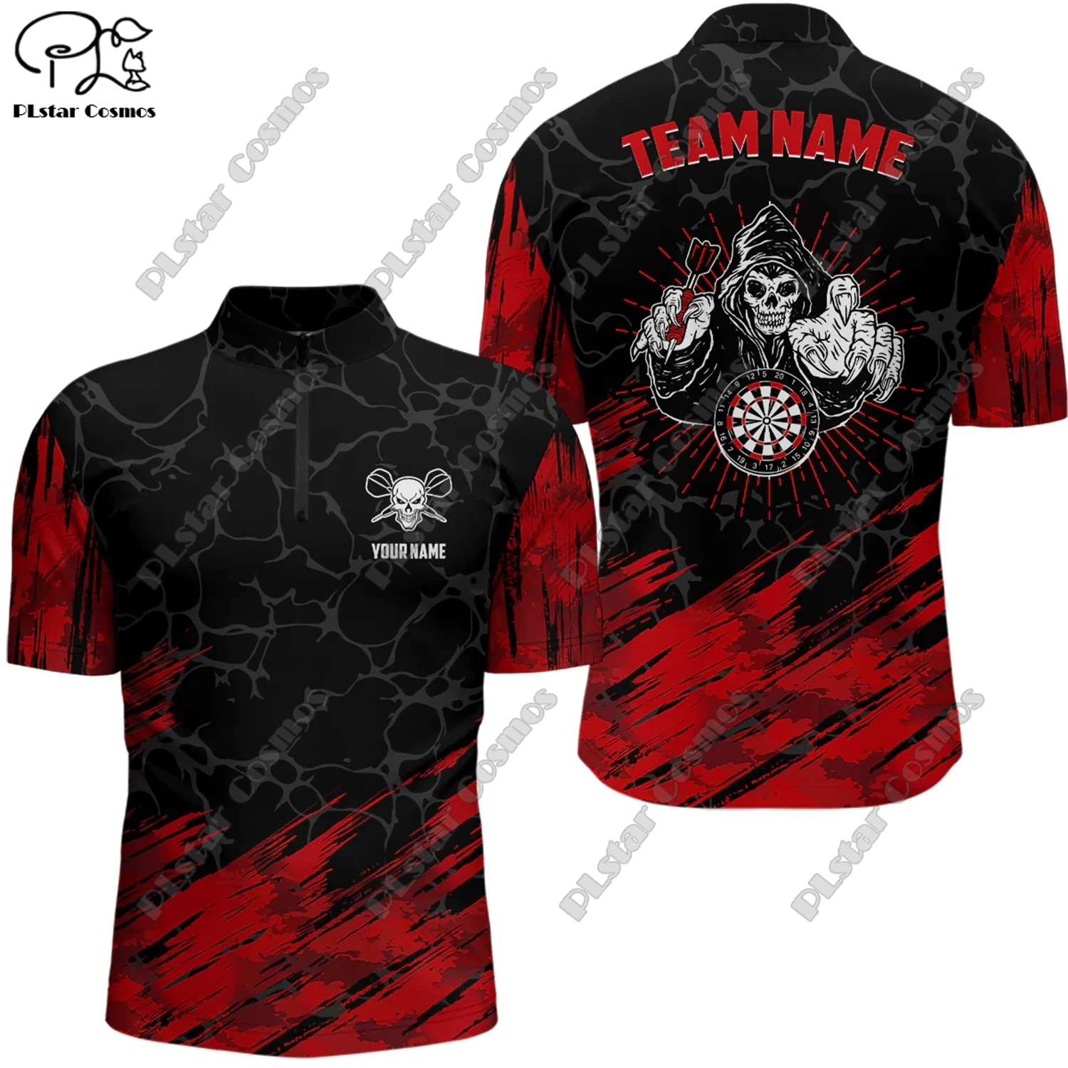 Новинка рубашка-поло унисекс с 3D-принтом пламени воротником-стойкой и молнией