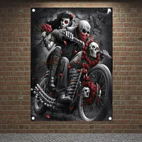 skeleton rider posters tapestry hd wallpapers home decor skull tattoo art banners flags wall hanging ornaments canvas painting