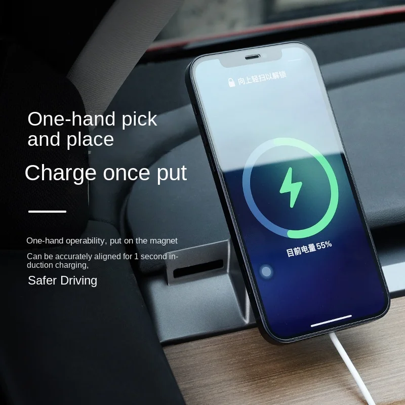 

For The Tesla Model 3Y Car Mount Phone Magsafe Apple 12 Magnetic Suction Wireless Charging Mount Car Holder Phone