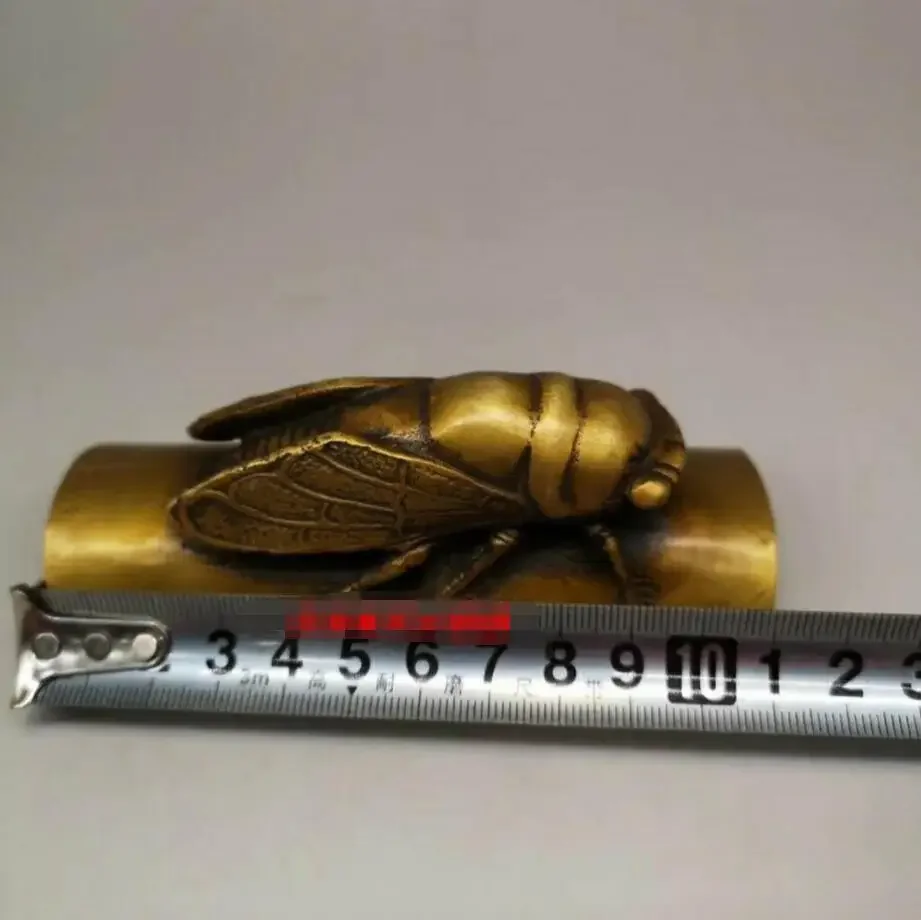 Медь Satue Чистый желтый Kaiguang Fengshui антикварное украшение античная всячина цикада