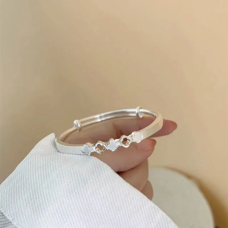 Чистое серебро 9 99 миллионов цветочных трубок серебряный браслет женский