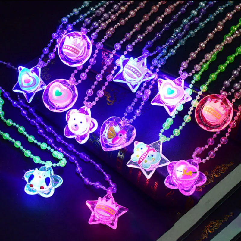 

5/10/20/30/50 PCS Luminous Necklace Kids Girls Led Flashing Pendant Necklace Children Birthday Party Gift Glowing Necklace Toys