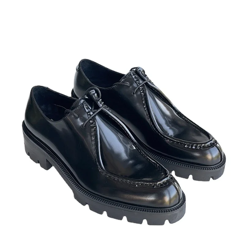 Мужские туфли-кенгуру ручной работы блестящие черные туфли с верхним слоем на