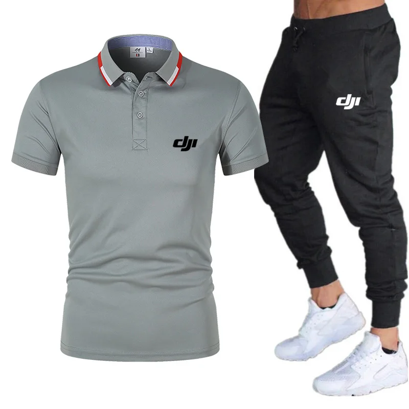 

Djl High Quality Logo New Summer Polo Shirts+Pants Two-Piece Men's Sets Casual Sports Suit Fashion Men's Clothing Male Suit