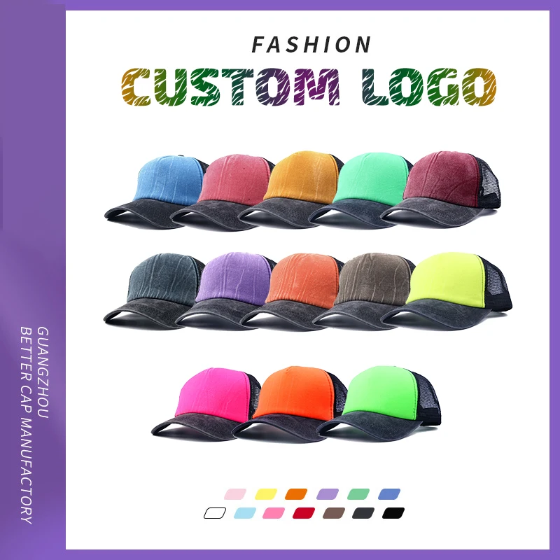 

Новинка 2023, цветные бейсболки из губчатой сетки, мужские бейсболки с индивидуальным логотипом на весну и лето, уличная шляпа с затенением для грузовика, модная женская шляпа, оптовая продажа