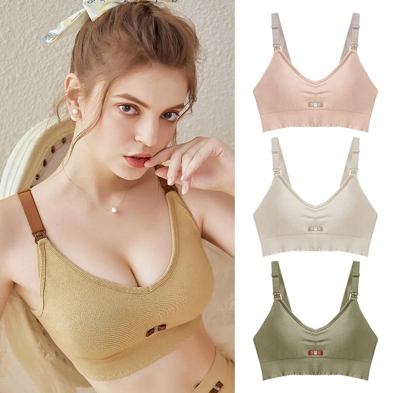 

Seamless Gather Super Elastic Maternity Nursing Bras Chic Ins Breastfeeding Underwear for Pregnant Women Pregnancy Lacation Wear