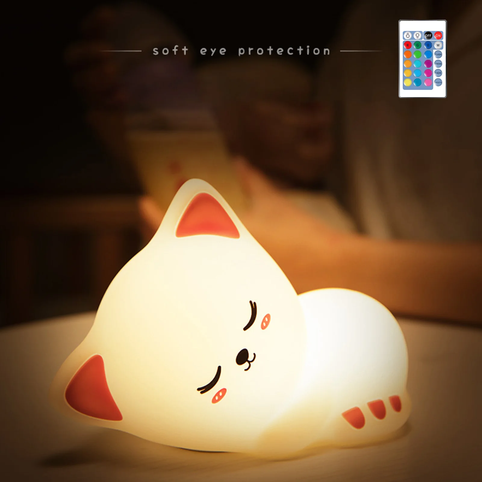 

Cat Silicone Night Light Eye Protection Bedroom Nursing Lamp Cute Child Birthday Gift Cute Office Ornaments Usb Charging