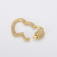 3pcs double heart shaped screw clasps diy necklace chains earrings zircon metal jewelry making chain charms wholesale bulk items