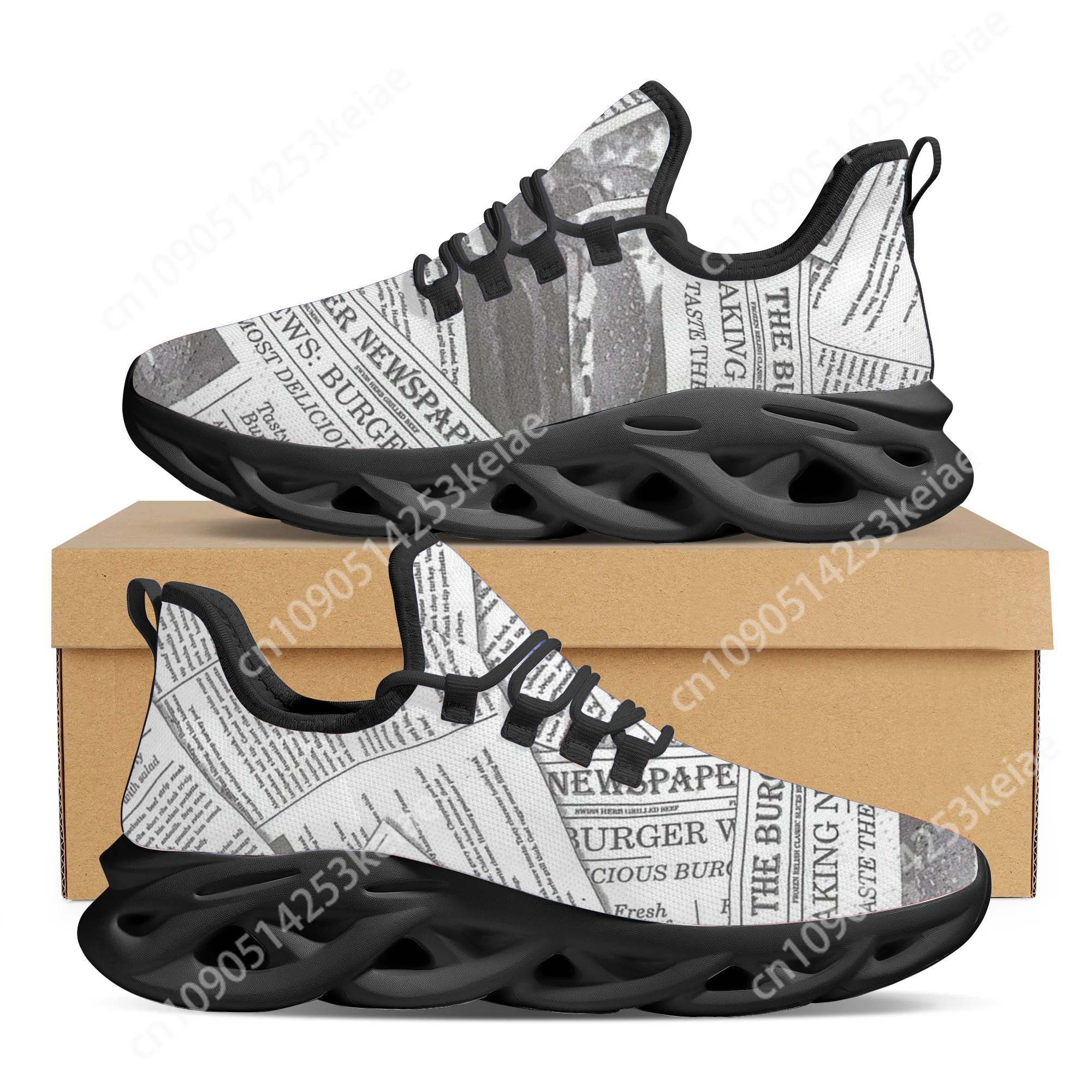 Custom Made Simple Newspaper Print Platform Blade Shoes Tennis Brand Sneakers WoMen Casual Running Footwear Zapatos