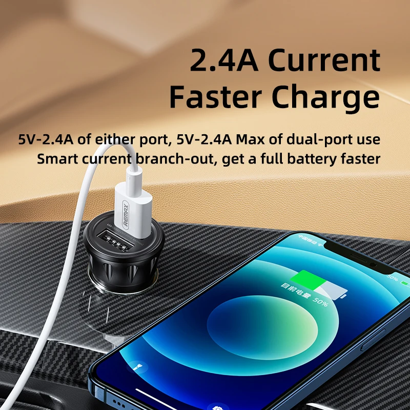 Автомобильное зарядное устройство Remax а с двумя USB-портами и прикуривателем