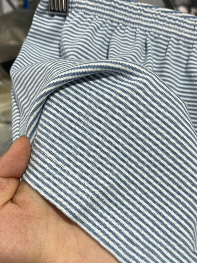 Хлопковые шорты в синюю полоску женские летние новые прямые короткие брюки с