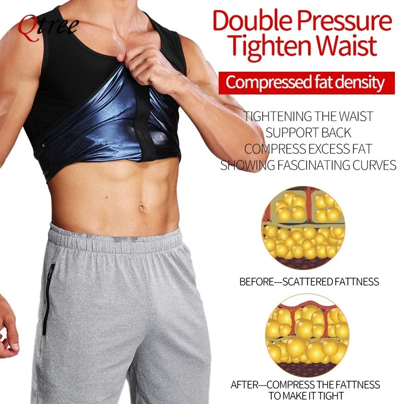 Men Body Shaper Sauna Vest Waist Trainer Slimming Belt Sweat Shirt Polymer Corset Top Abdomen Reducing Shapewear Fitness Suit