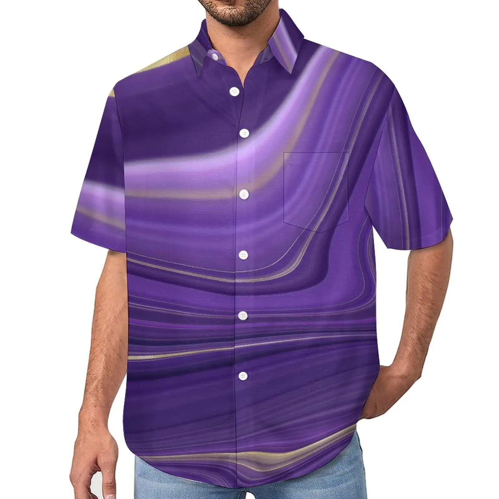 

Рубашка мужская с абстрактным рисунком, гавайская блузка с коротким рукавом, Повседневная пляжная сорочка оверсайз с мраморным рисунком, в стиле кэжуал